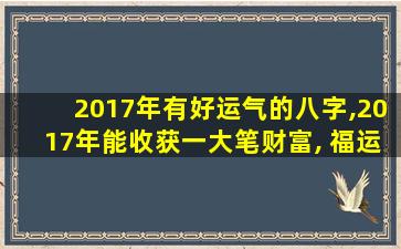 2017年有好运气的八字,2017年能收获一大笔财富, 福运不断, 好运多多的生肖